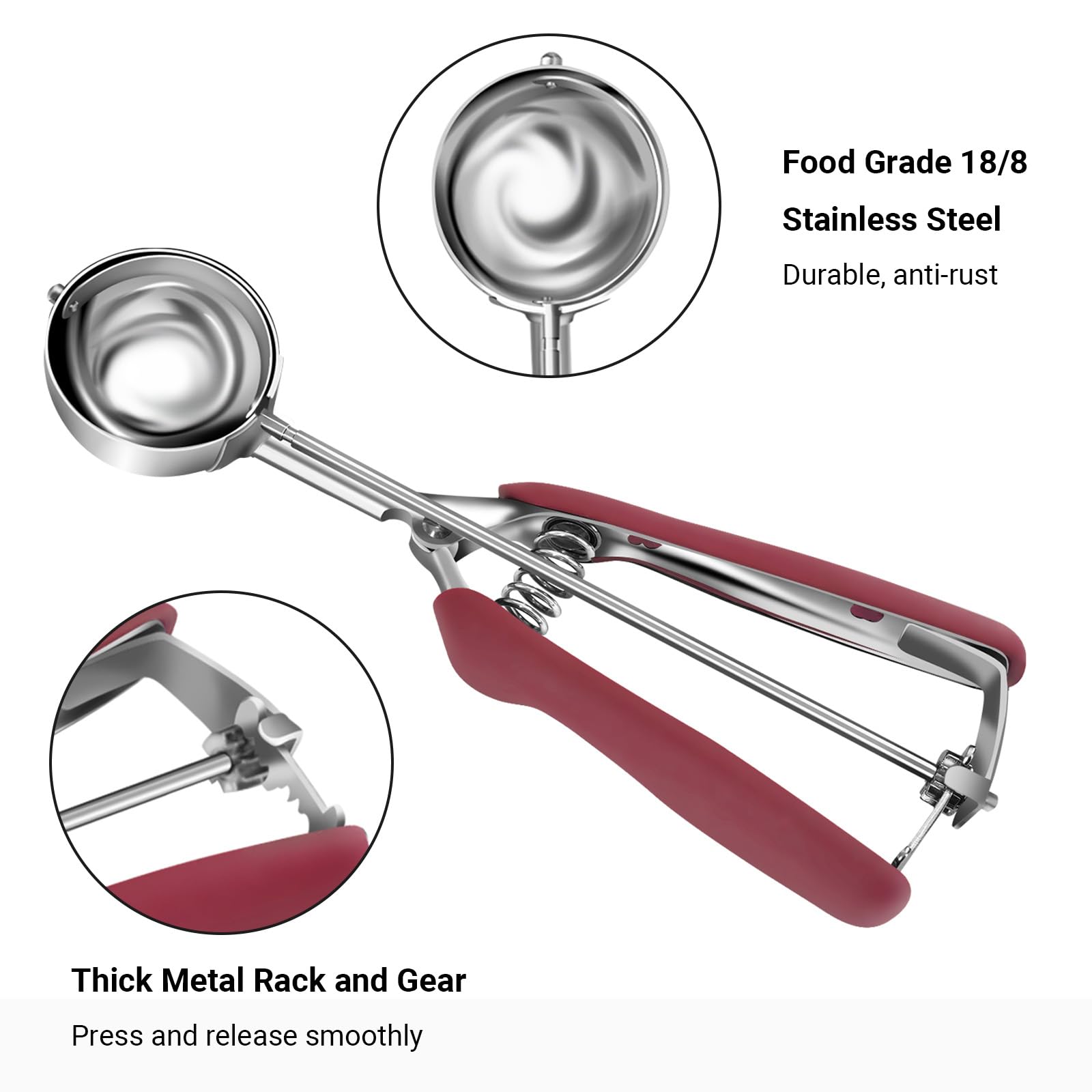 Cucharas Amroicus para galletas, 3 cucharadas, porciones grandes para postres