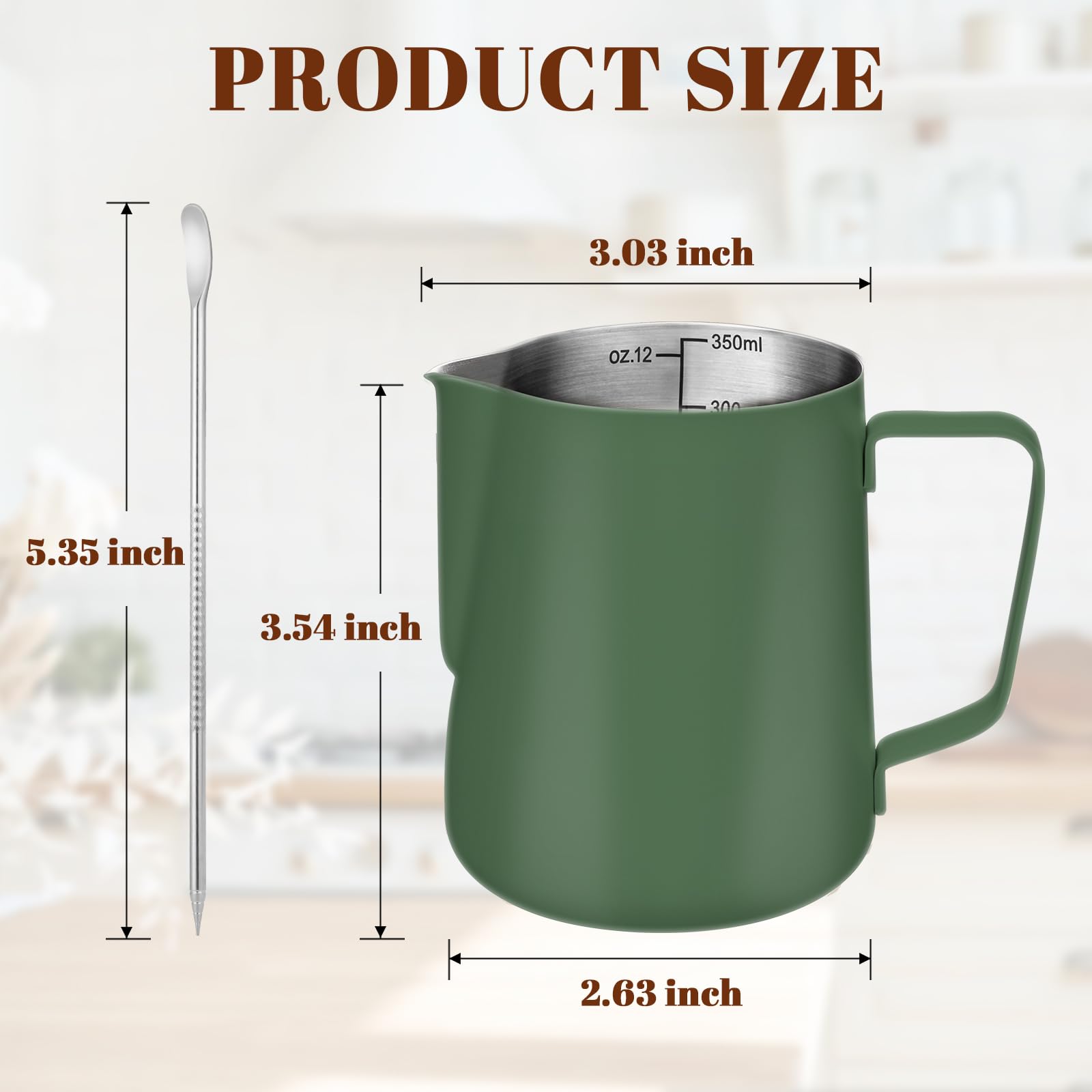 Amrules jarra espumar leche acero 304 con brillo exterior facilita limpieza