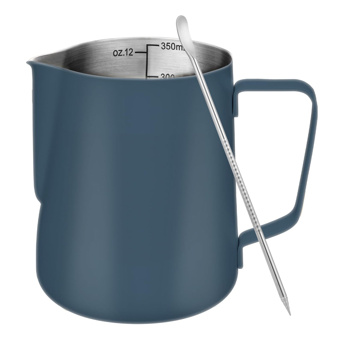 Amrules Jarra Leche 12oz de acero inoxidable, ideal para espumar leche en casa