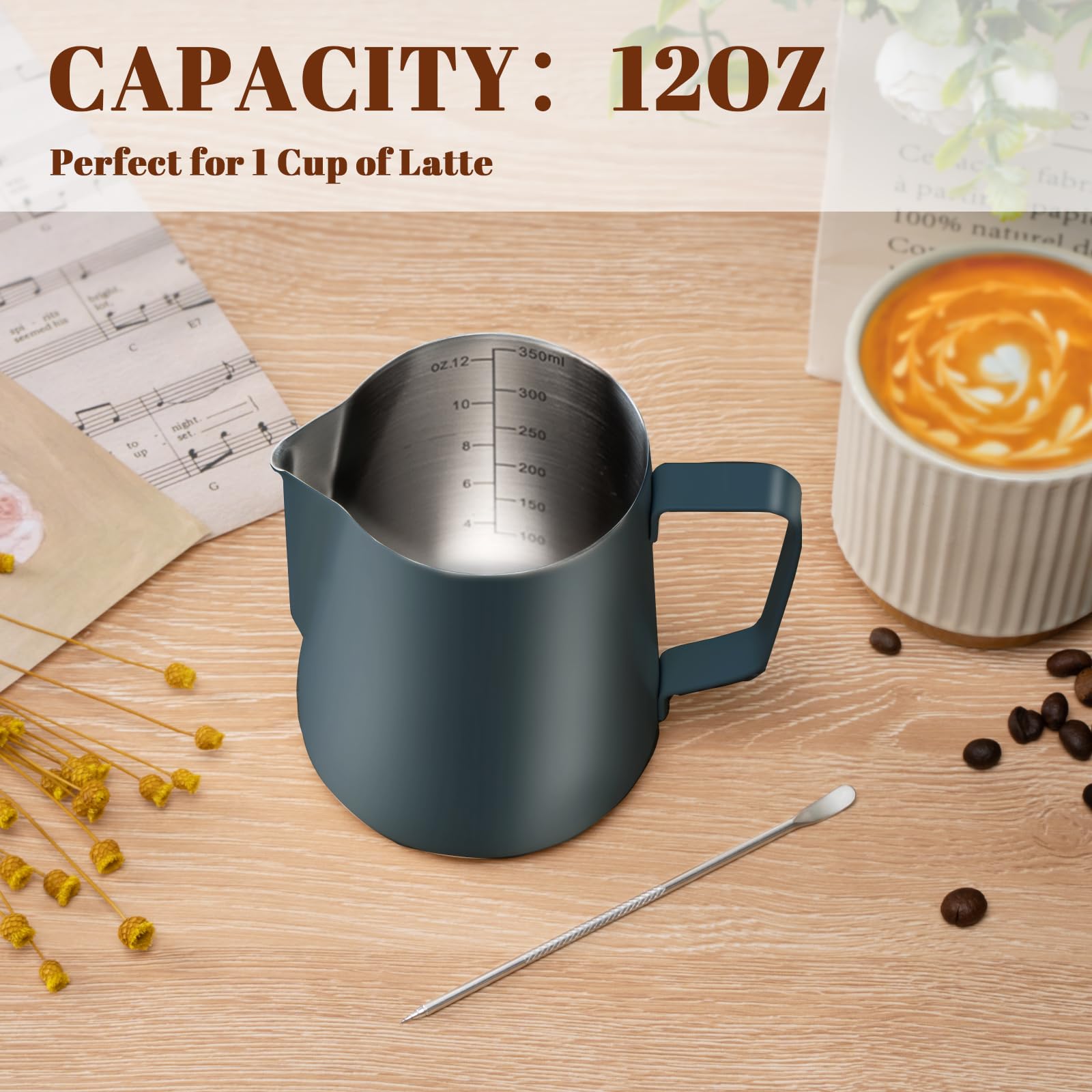 Amrules Mango ergonómico ofrece agarre cómodo al hacer latte art