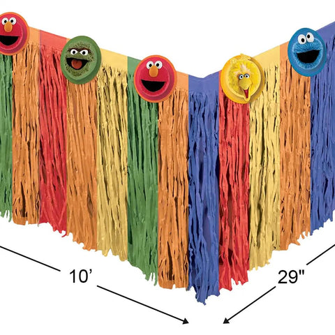 Amscan falda de mesa Sesame Street, patrón vibrante para ambientar eventos y celebraciones