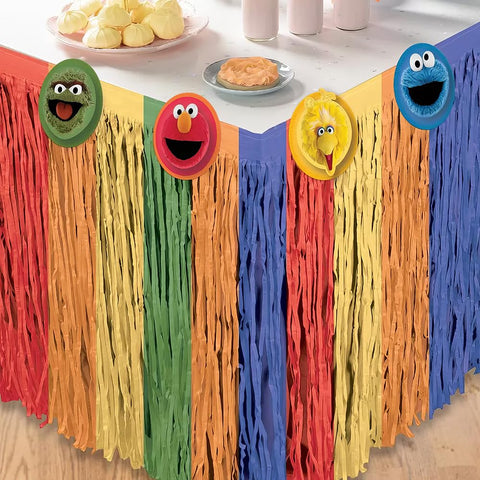 Foco visual Sesame Street en falda de mesa Amscan, resistente y fácil de colocar
