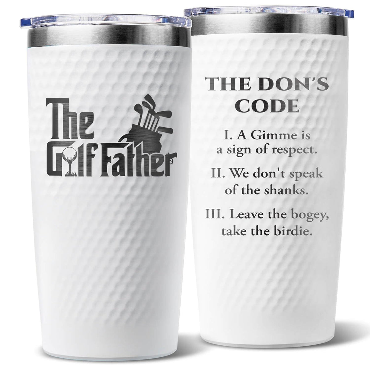 Amutta taza golf dad frente: diseño distintivo y agarre estable para cada sorbo.
