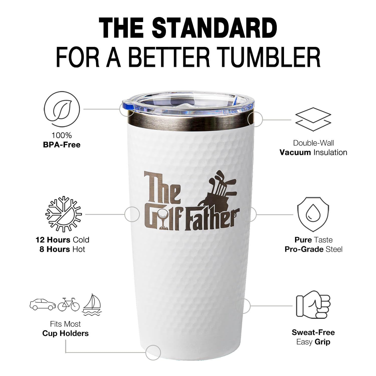 Amutta taza golf dad uso diario: ideal para casa, oficina o el campo.