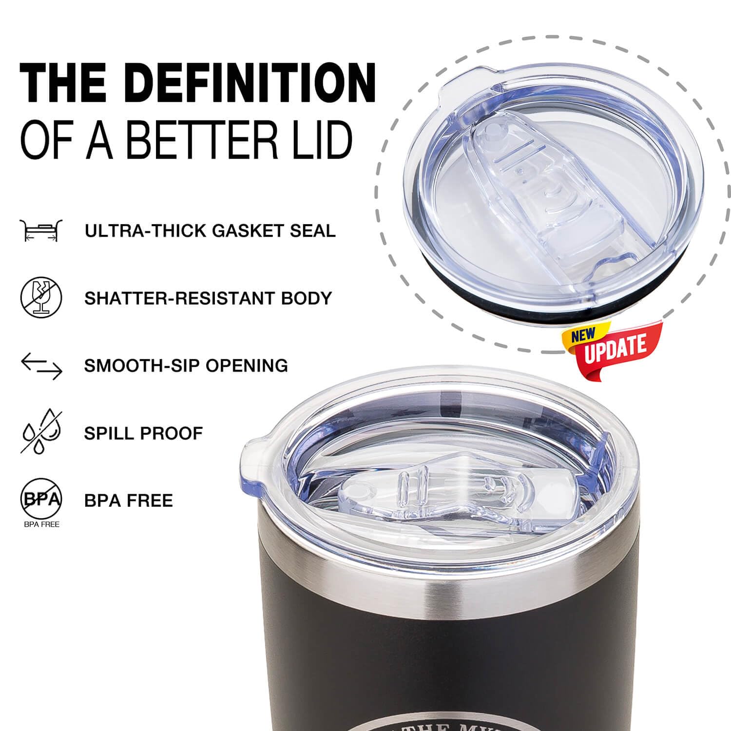 Amutta taza papa acero inoxidable 20oz, duradera