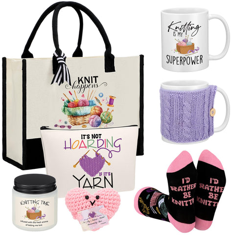 Bolsa tote Amylove de lona para transportar materiales de crochet