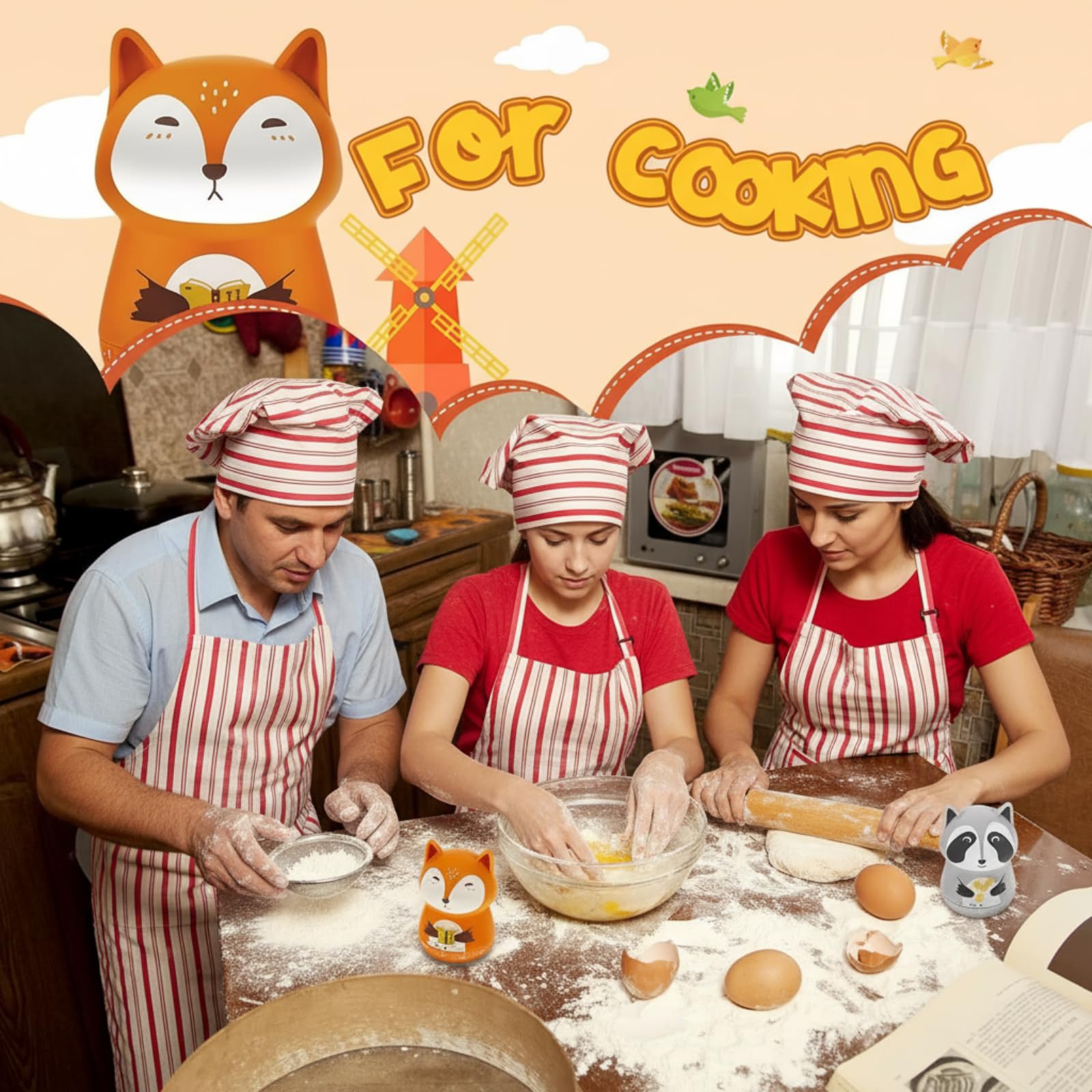 Amylove temporizador de cocina con lobo, compañero para recetas y ejercicios.