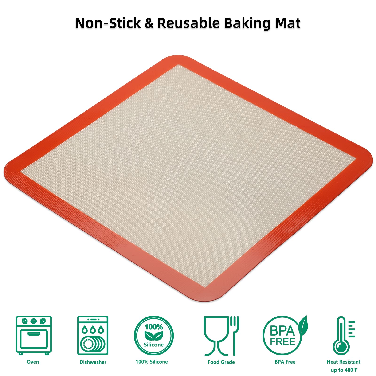 AMYONE tapete silicona cuadrado 12 pulgadas, ideal para panadería casera y horneados.
