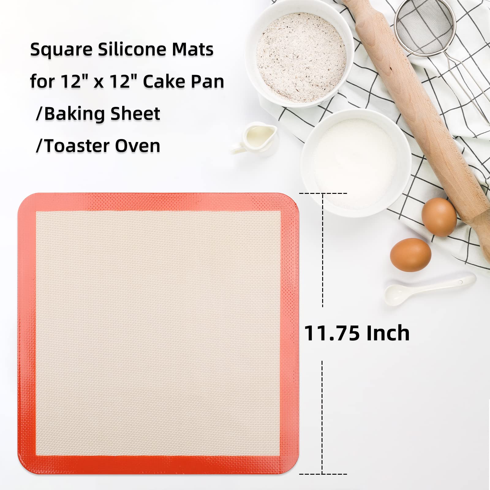 AMYONE tapete de silicona cuadrado 12 pulgadas, uso como forro para horno y aire, práctico.