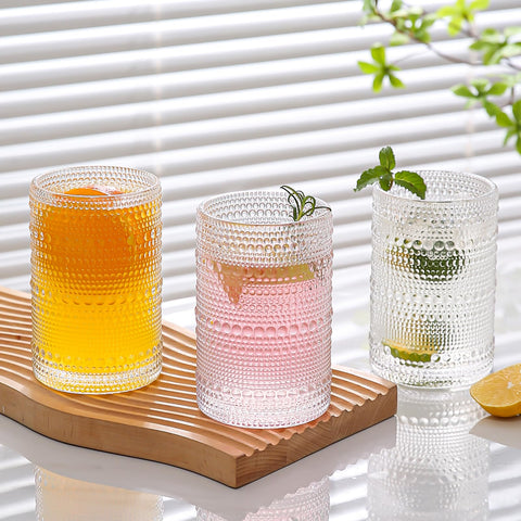 Vaso de cristal claro Amyoole 15oz, ideal para cócteles y jugos.