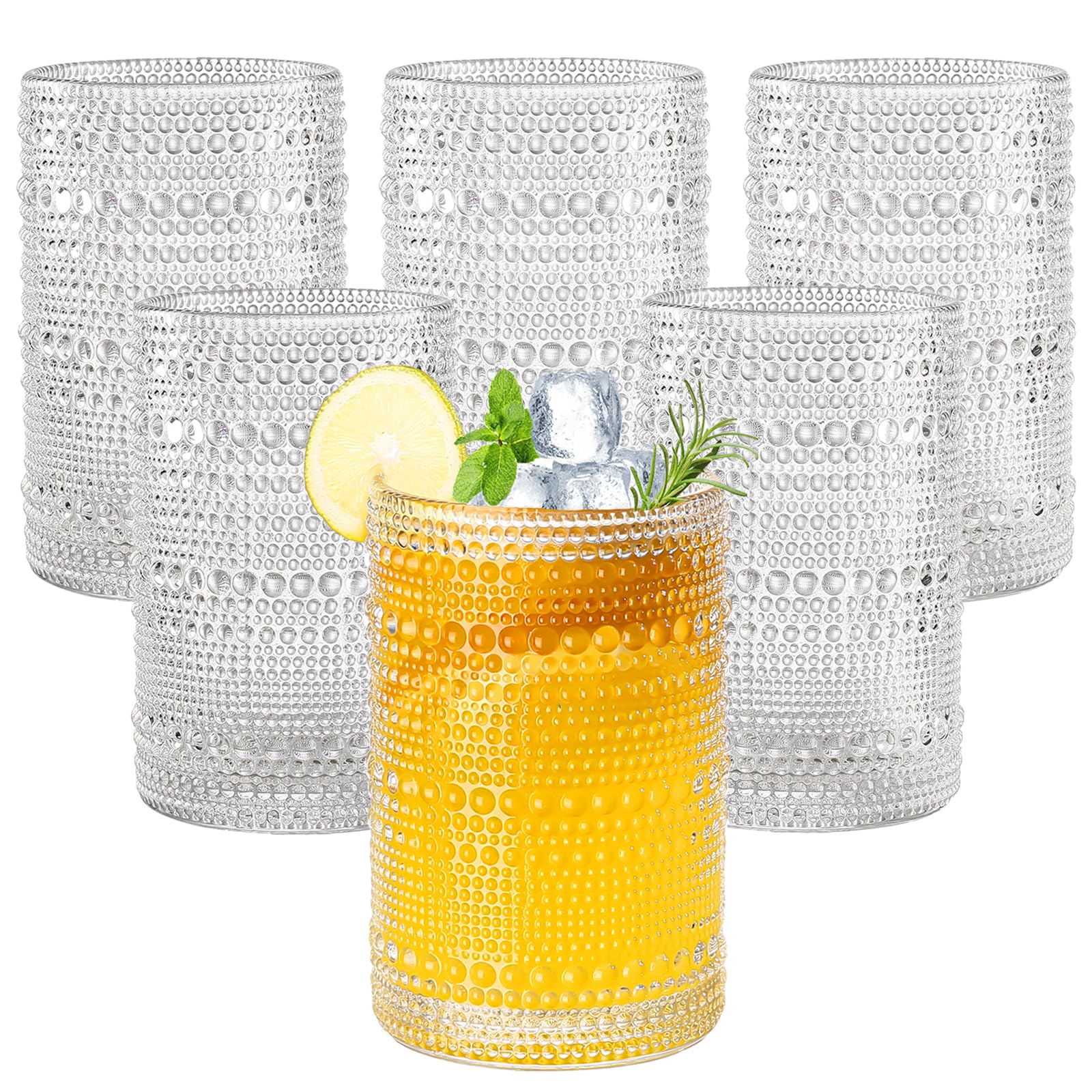 Vaso Amyoole hobnail 15oz con diseño vintage y agarre cómodo.
