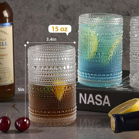 Vaso Amyoole hobnail con relieve de cuentas para bebidas elegantes.