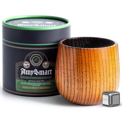 Vaso Amysmart de whiskey con interior carbonizado, regalo distintivo para aficionados.