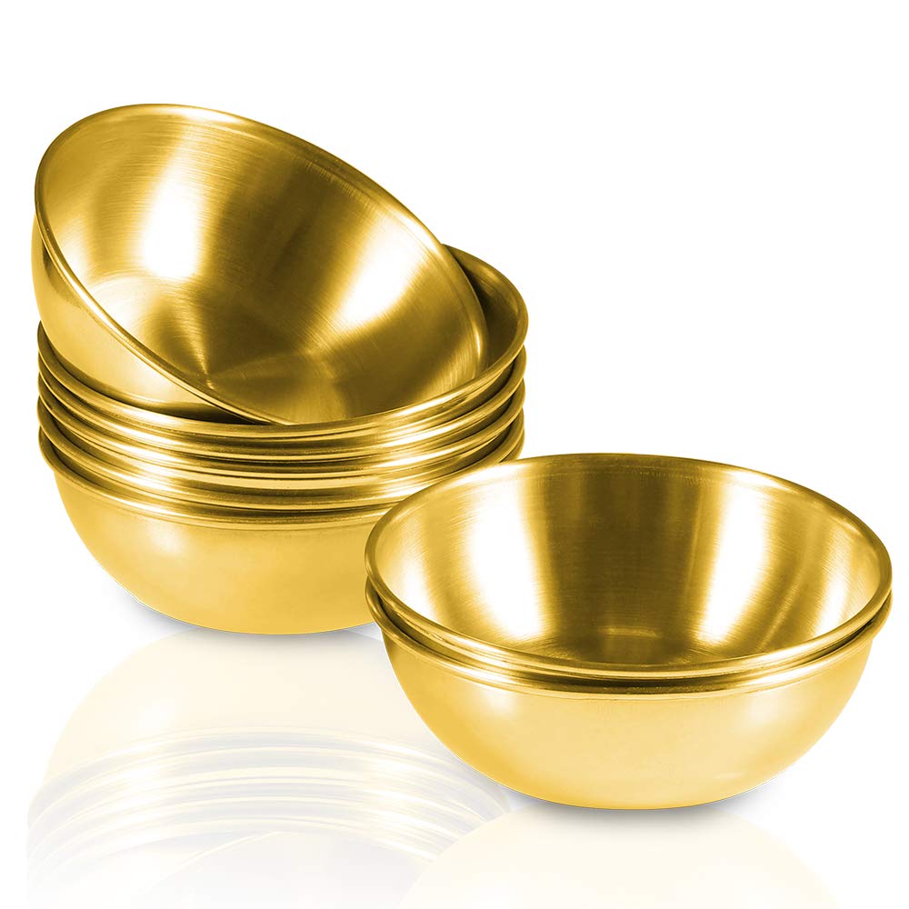 Amytalk cuencos para salsas de 3,2 pulgadas en oro, ideal para servir condimentos de forma ordenada.