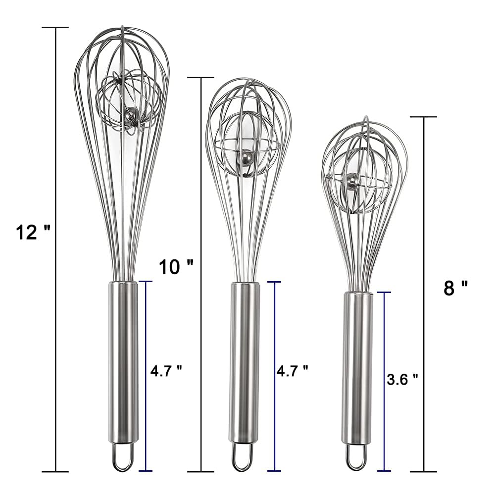 Batidora globo Amytalk de 10 pulgadas con bola interna para mezclas uniformes.