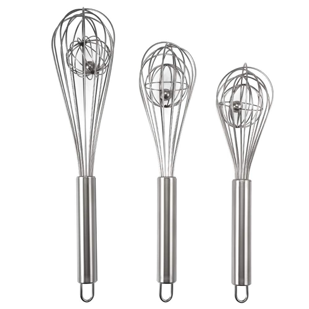 Batidora globo Amytalk de 8 pulgadas con bola interna para batir huevos.