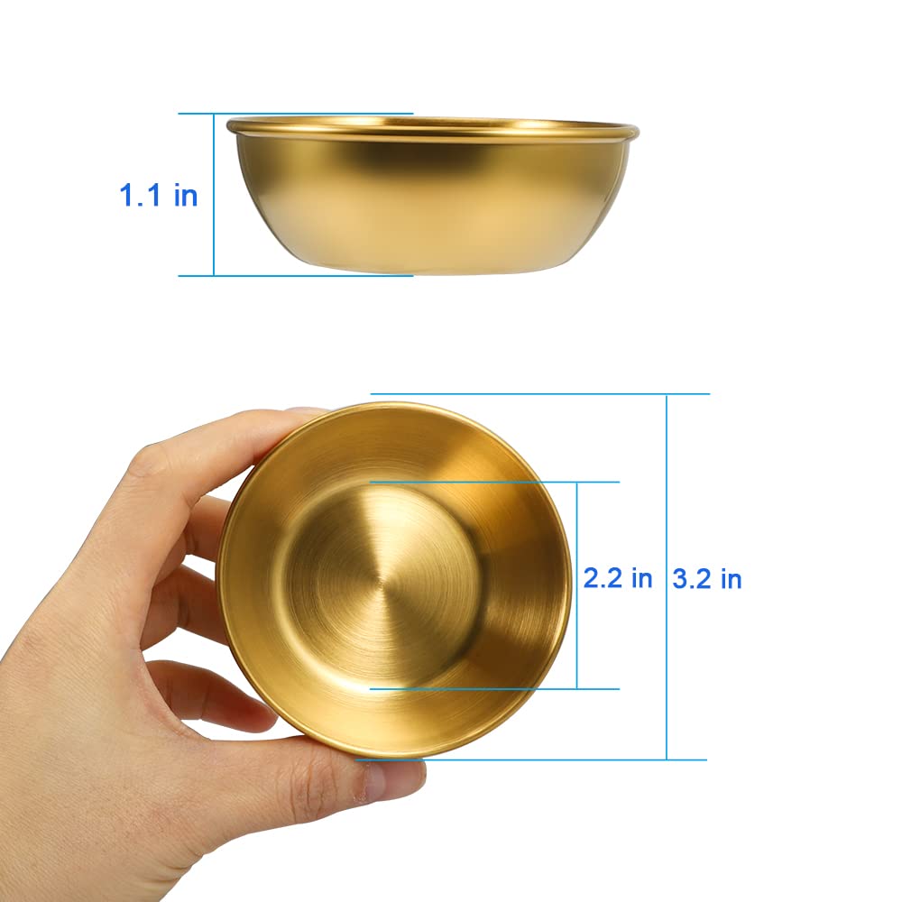Amytalk cuencos condimentos oro, compactos para llevar en la cocina y mesa.