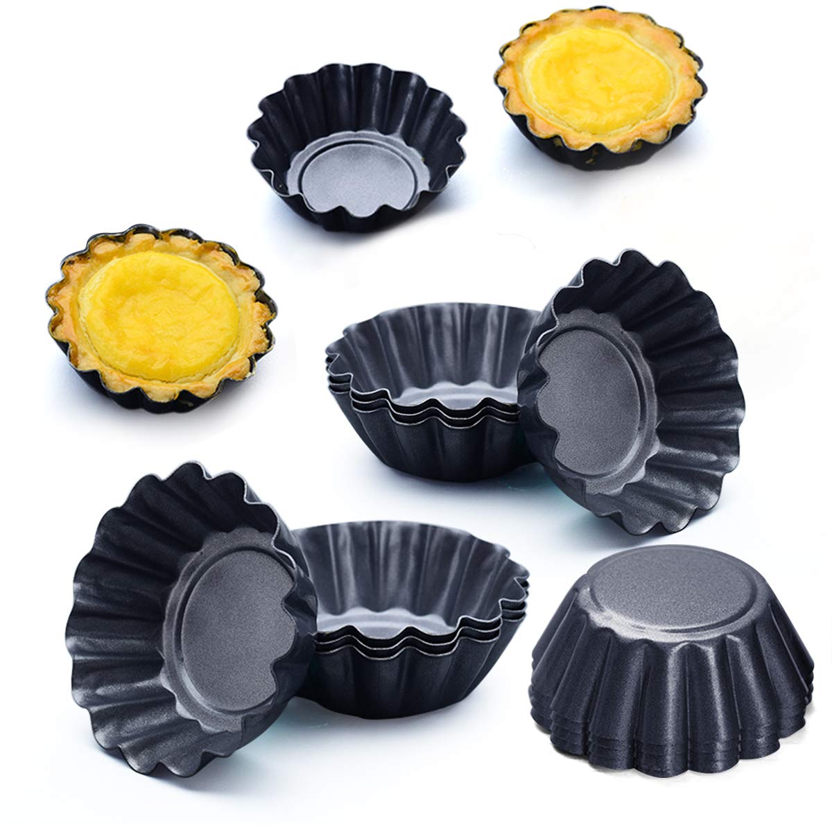 Amytalk molde tarta huevo, 12 piezas, ideales para porciones pequeñas.