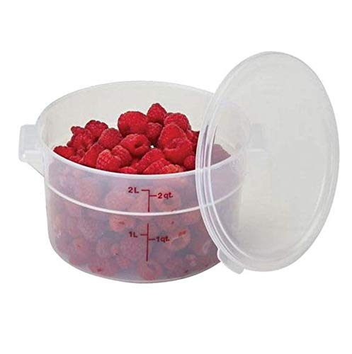 AMZ Empire Cambro 2qt contenedor redondo translúcido con tapa, facilita reconocer contenido y mantener frescura