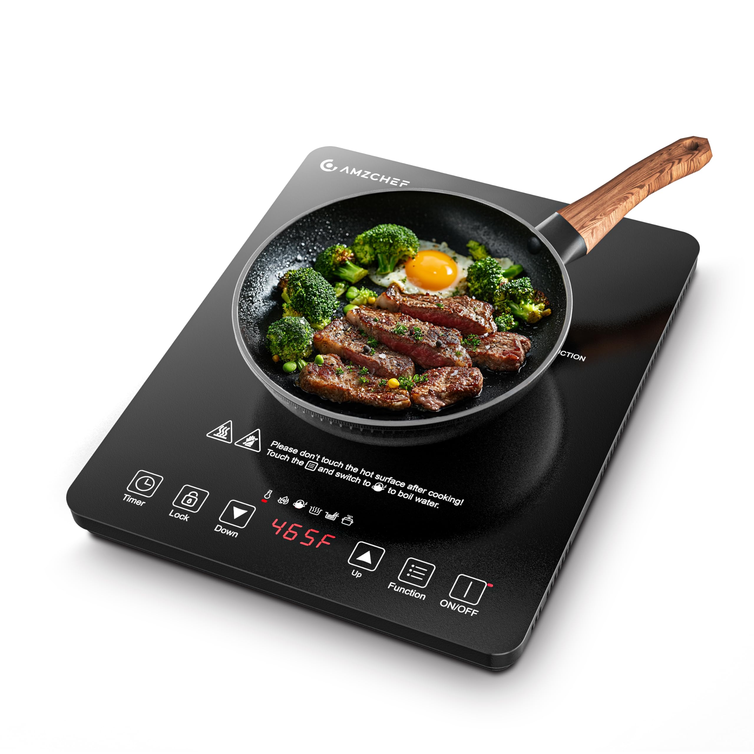 AMZCHEF cocina de inducción portátil con panel cerámico para encimeras