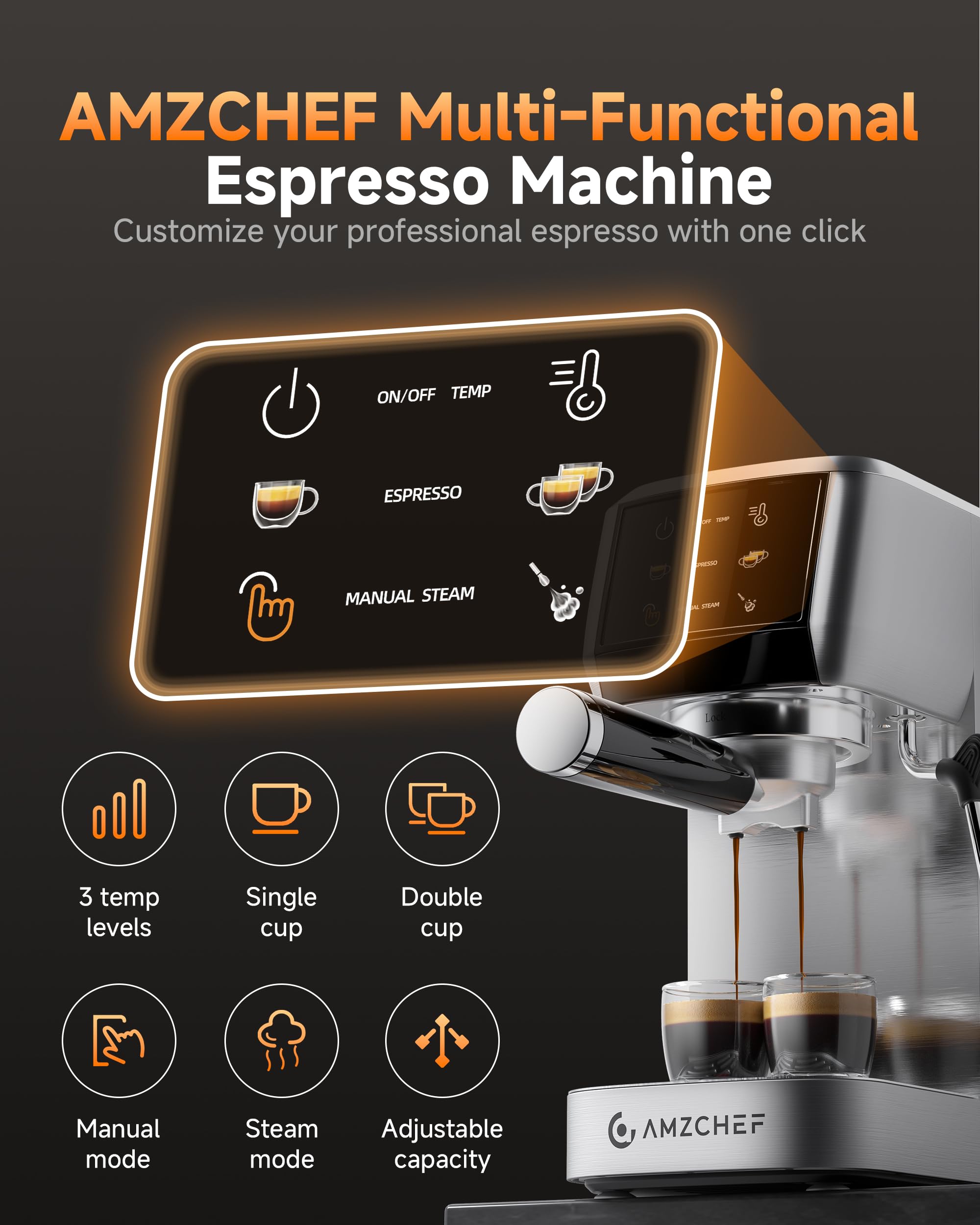 AMZCHEF crema dorada en taza por extracción de 20 bares.