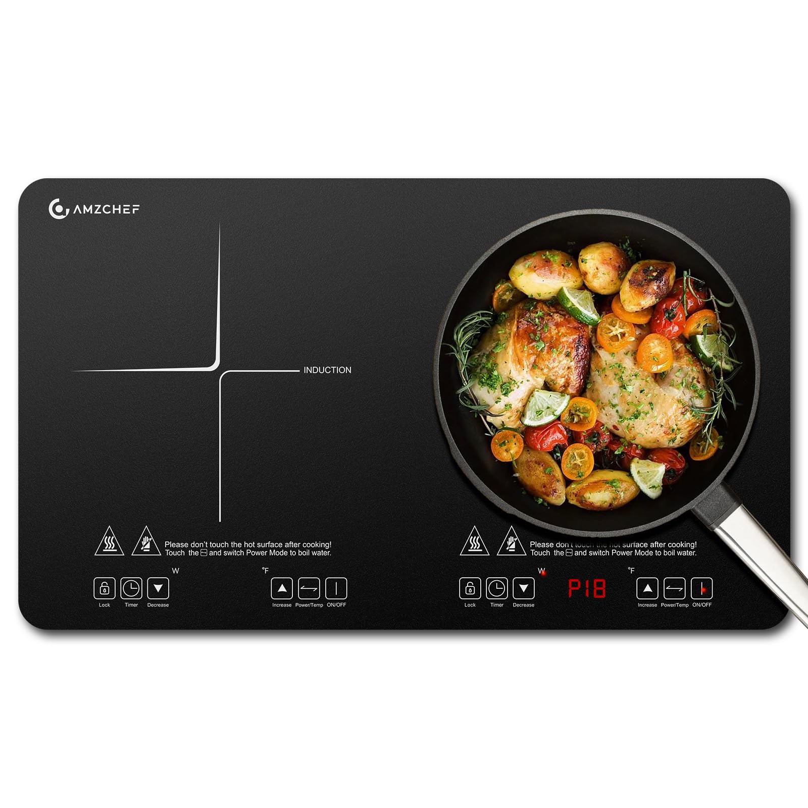 AMZCHEF placa de inducción doble, dos zonas de cocción para mayor eficiencia en la cocina
