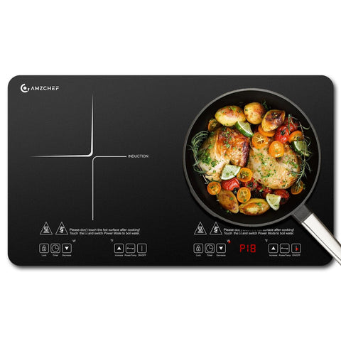 AMZCHEF placa de inducción doble, dos zonas de cocción para mayor eficiencia en la cocina