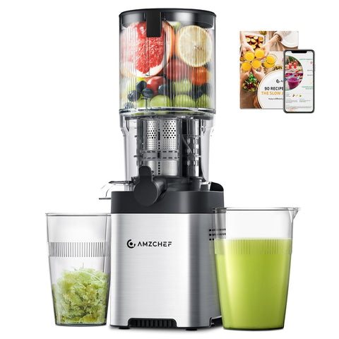 AMZCHEF exprimidor-frutas boca-ampliada 5-4 pulgadas: fácil de usar con enteros