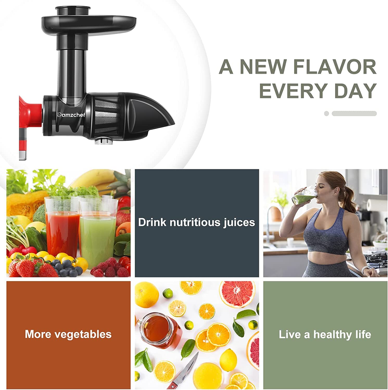AMZCHEF regalo ideal para amantes de jugos saludables en casa.