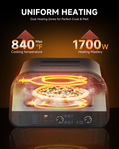 AMZCHEF horno pizza 12 pulgadas con doble resistencia para rendimiento