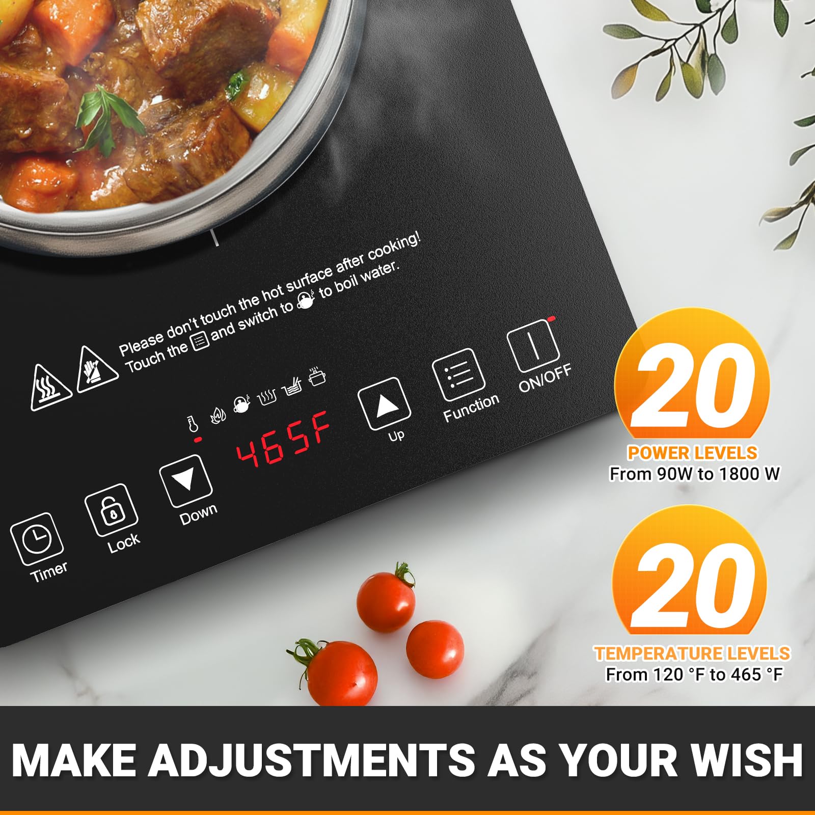 AMZCHEF control táctil intuitivo para ajustes rápidos durante la cocción
