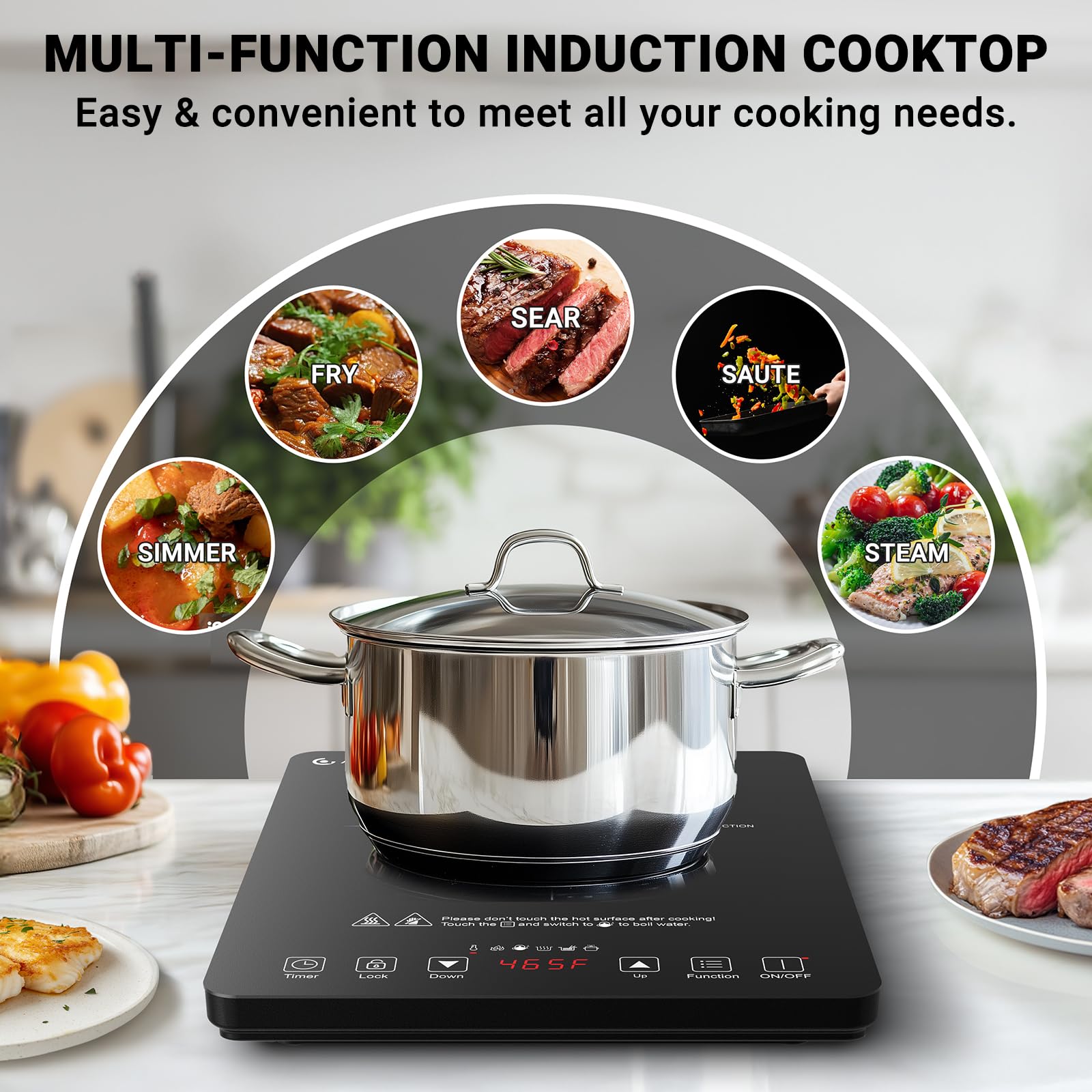 AMZCHEF potencia de 1800 W para calentamiento rápido