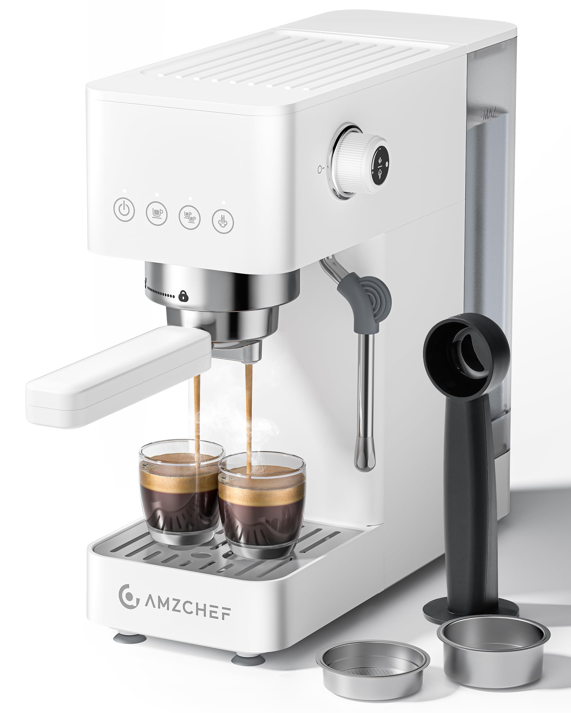AMZCHEF máquina espresso 20 bar compacta para casa, crea crema rica.