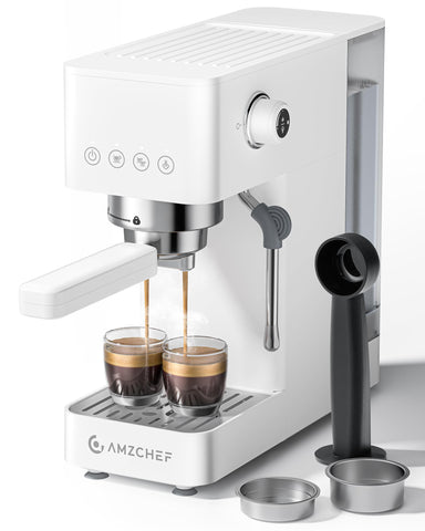 AMZCHEF máquina espresso 20 bar compacta para casa, crea crema rica.