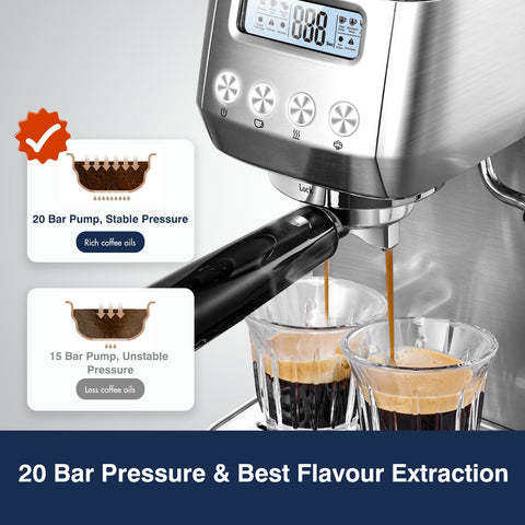 AMZCHEF cafetera con pantalla LCD para controlar extracción