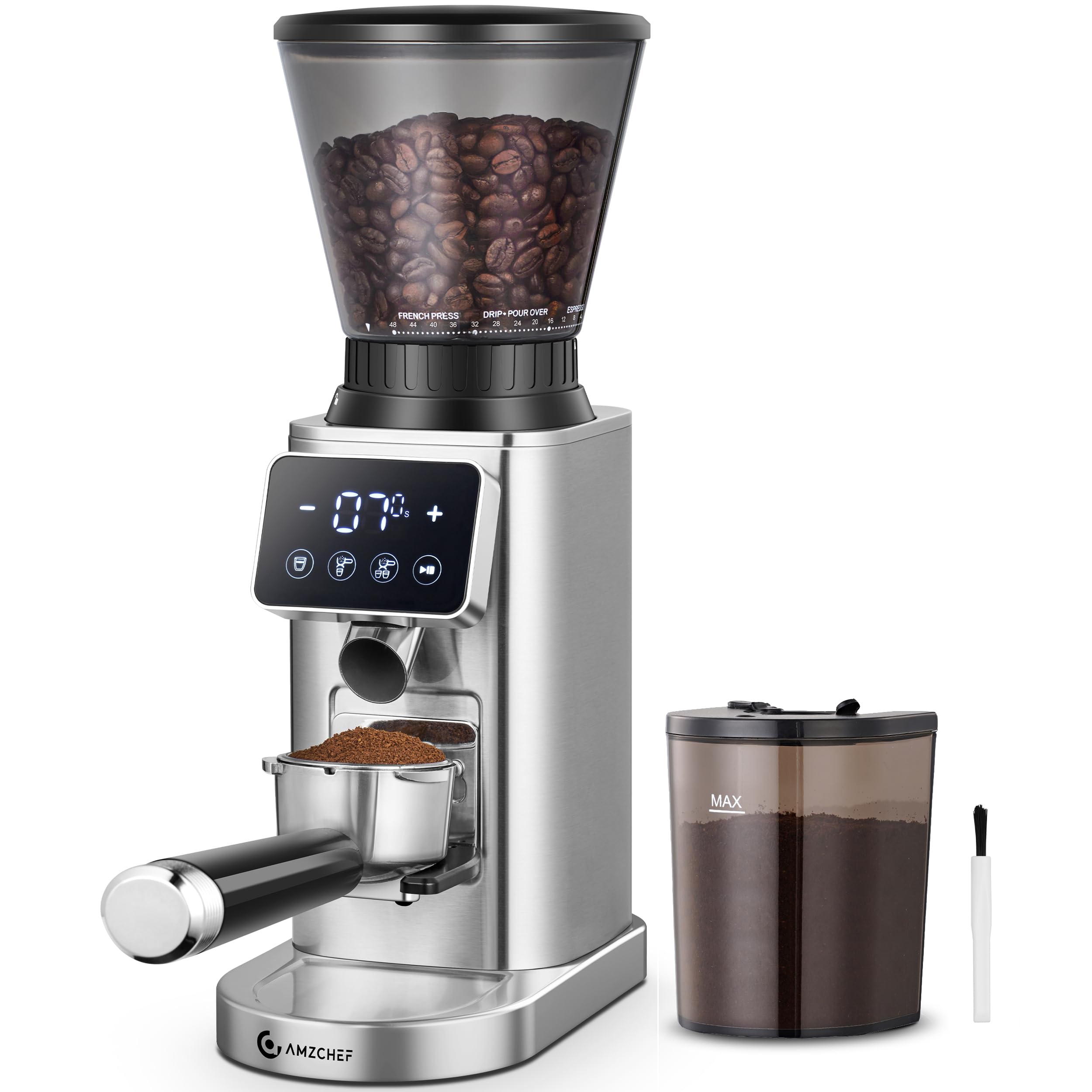 AMZCHEF molinillo conico 40 mm para espresso con molienda estable