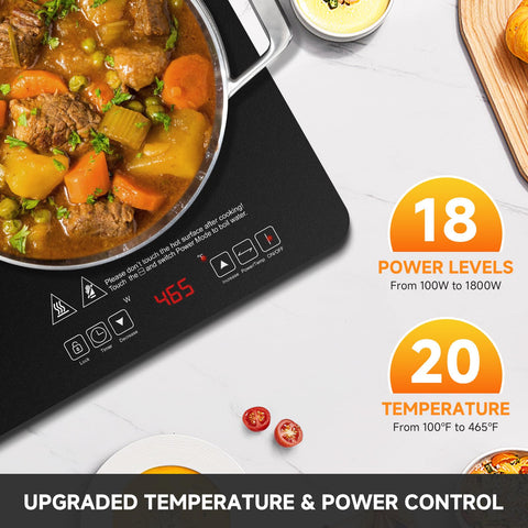 AMZCHEF panel de control por inducción, interfaz digital para ajustar potencia