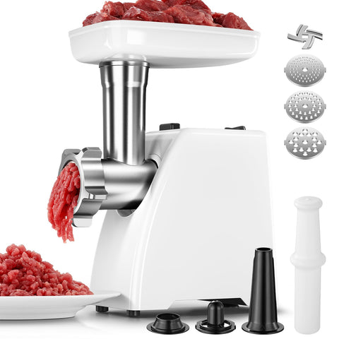 AMZCHEF picadora eléctrica de carne en acción para hamburguesas caseras
