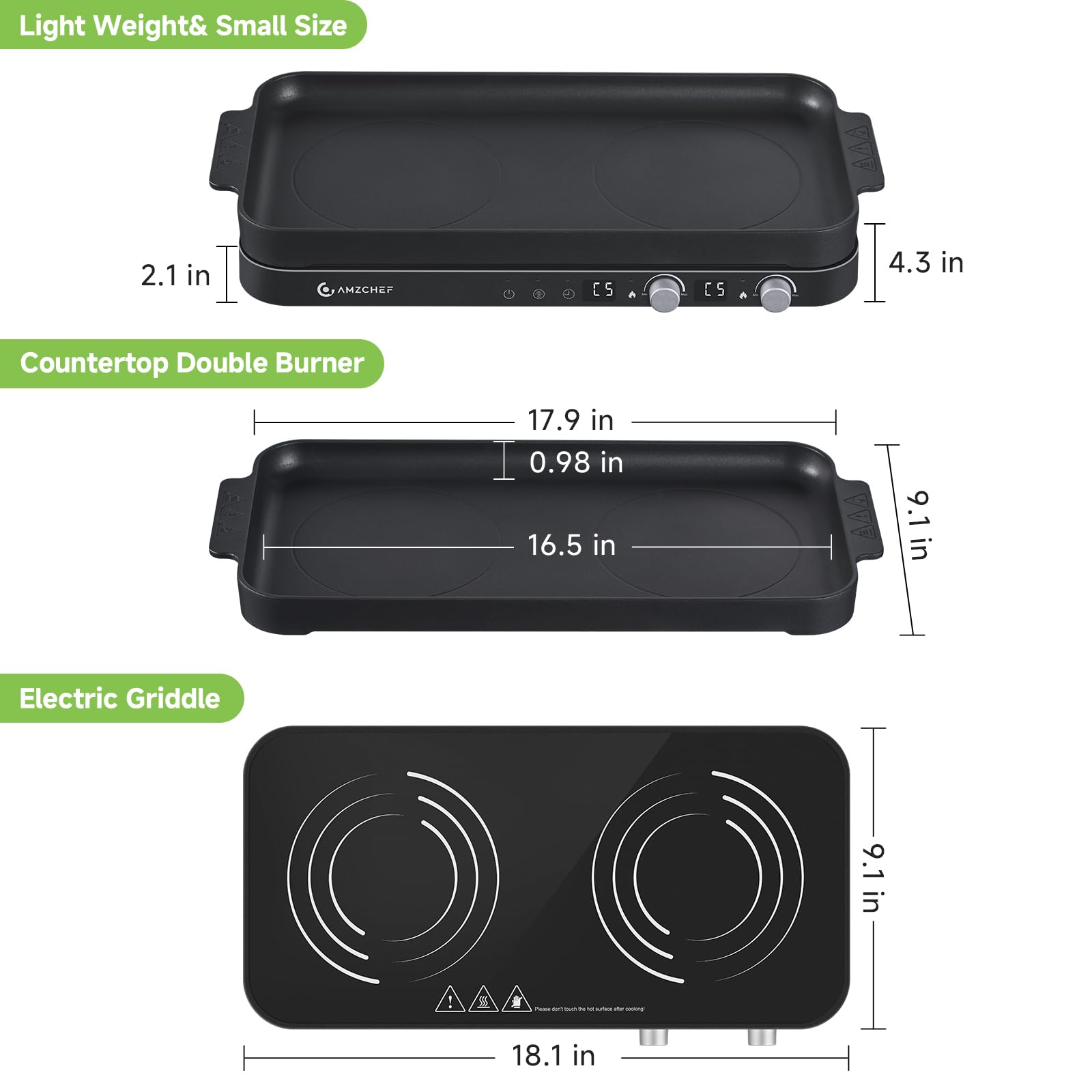 Plancha removible antiadherente de AMZCHEF para dorar y asar con facilidad.