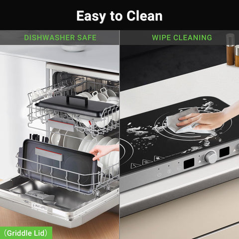 AMZCHEF superficie de cristal negro, diseño elegante y fácil limpieza.