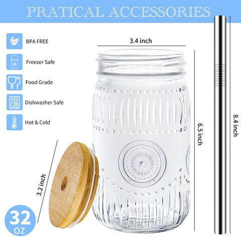 Frasco Mason Amzcku de boca ancha 32oz, fácil de llenar y limpiar.