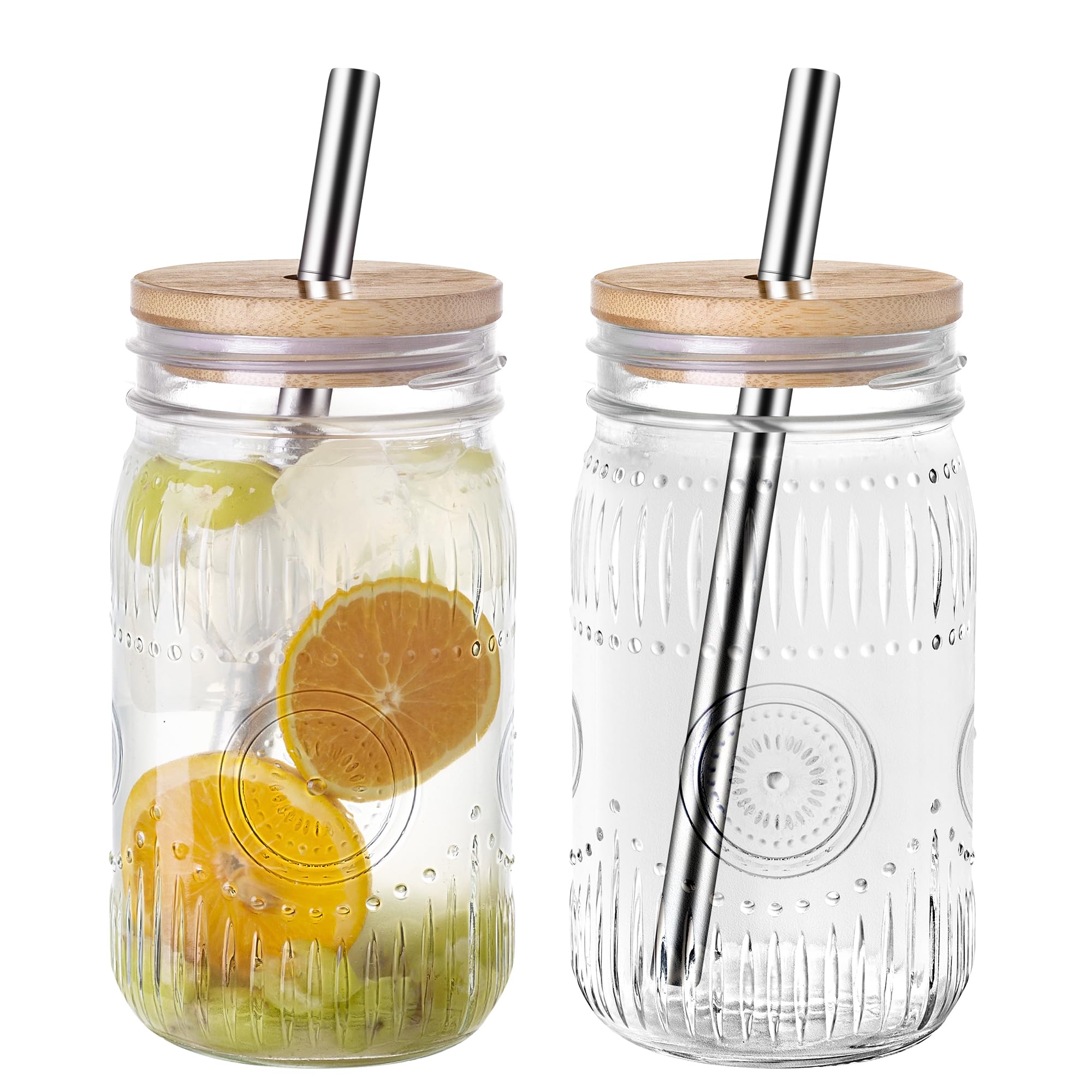 Amzcku frascos mason vintage con tapa de bambú, ideal para bebidas con estilo.