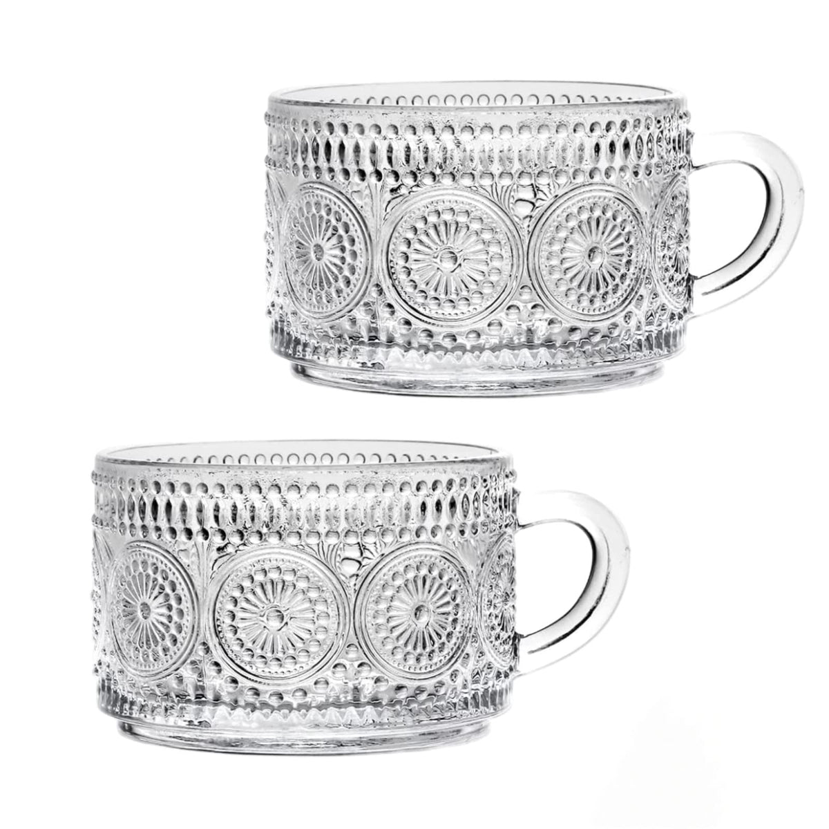 Amzcku tazas vintage de vidrio con asa, ideales para cappuccino y latte