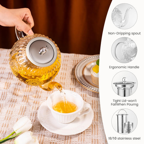 Amzcku tetera de 1500 ml, gran capacidad para familias y reuniones.