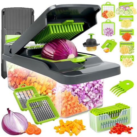 Amzeth picadora de verduras con cuchillas intercambiables para cortar con precisión.