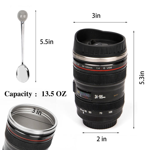 AMZHUB Taza Lente Cámara, tapa desplegable para beber sin quitar.