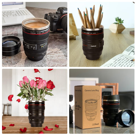 AMZHUB Taza Lente Cámara, ideal para viaje y transporte diario.