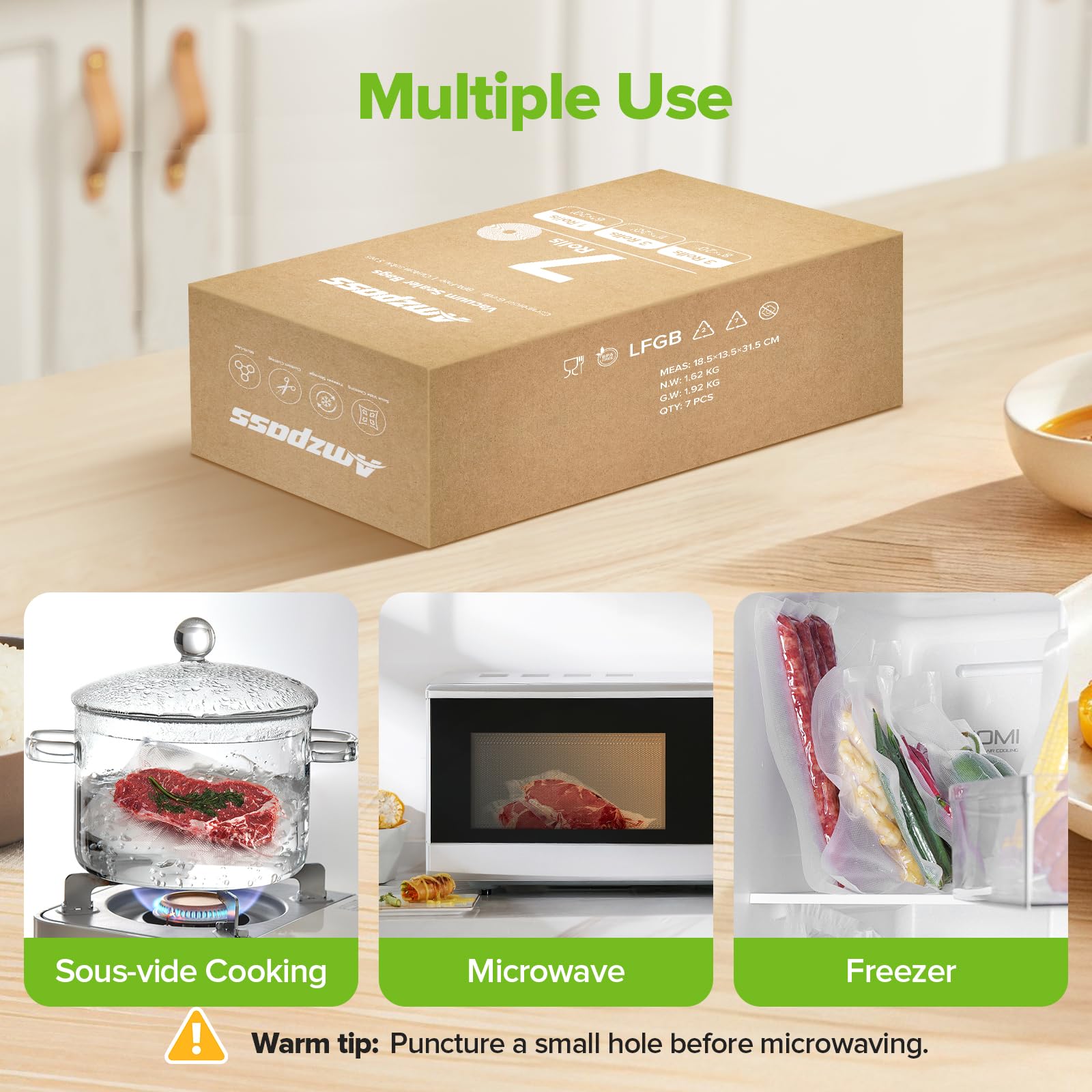 Ideal para cocinar con vacío y conservar sabores