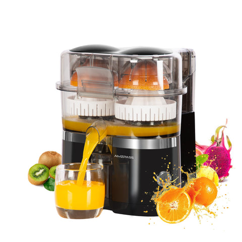 Amzpass exprimidor cítrico de doble cabezal para jugos más rápidos en casa.