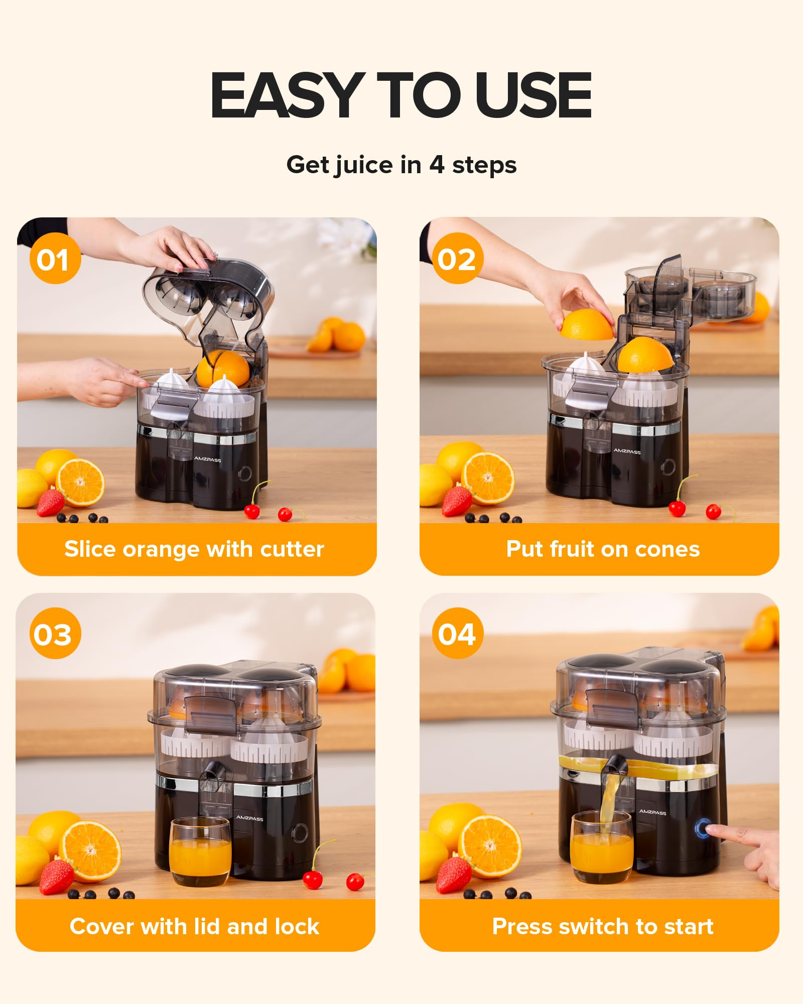 Amzpass materiales libres de BPA (ABS y PP) para seguridad alimentaria.